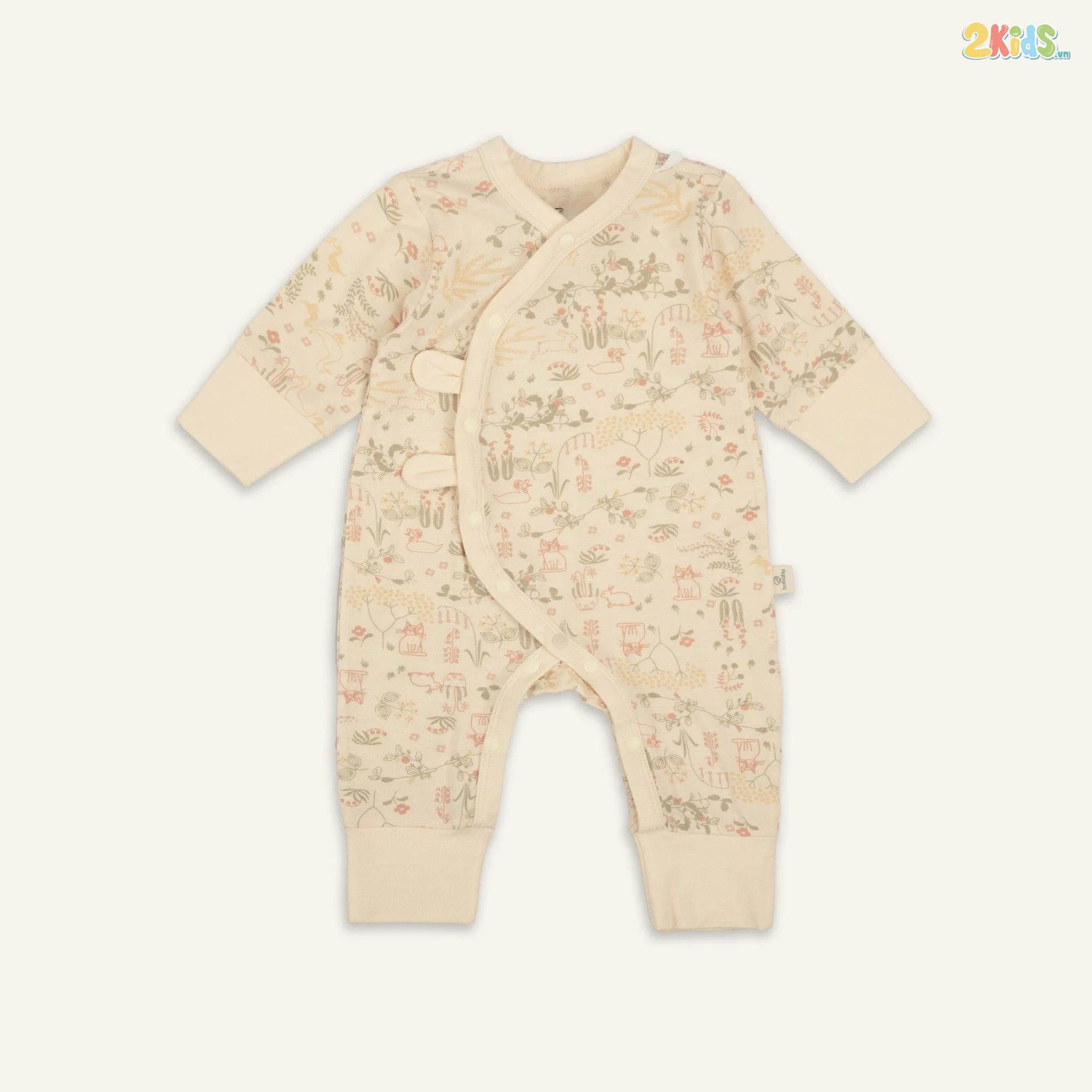 Bộ body sơ sinh Bu baby dài tay cài chéo tai thỏ Bambus