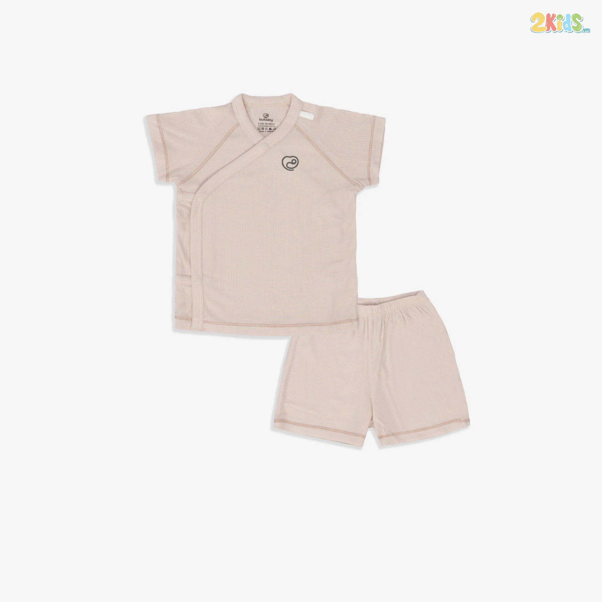 Bộ quần áo sơ sinh Bu baby ngắn tay cài chéo phối viền