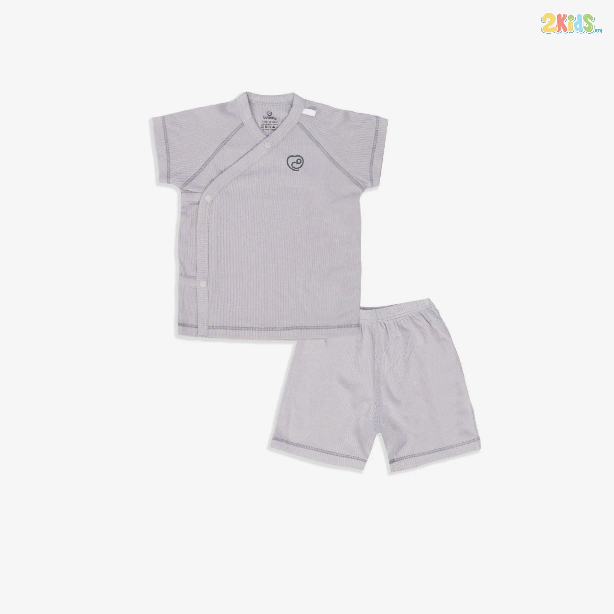 Bộ quần áo sơ sinh Bu baby ngắn tay cài chéo phối viền