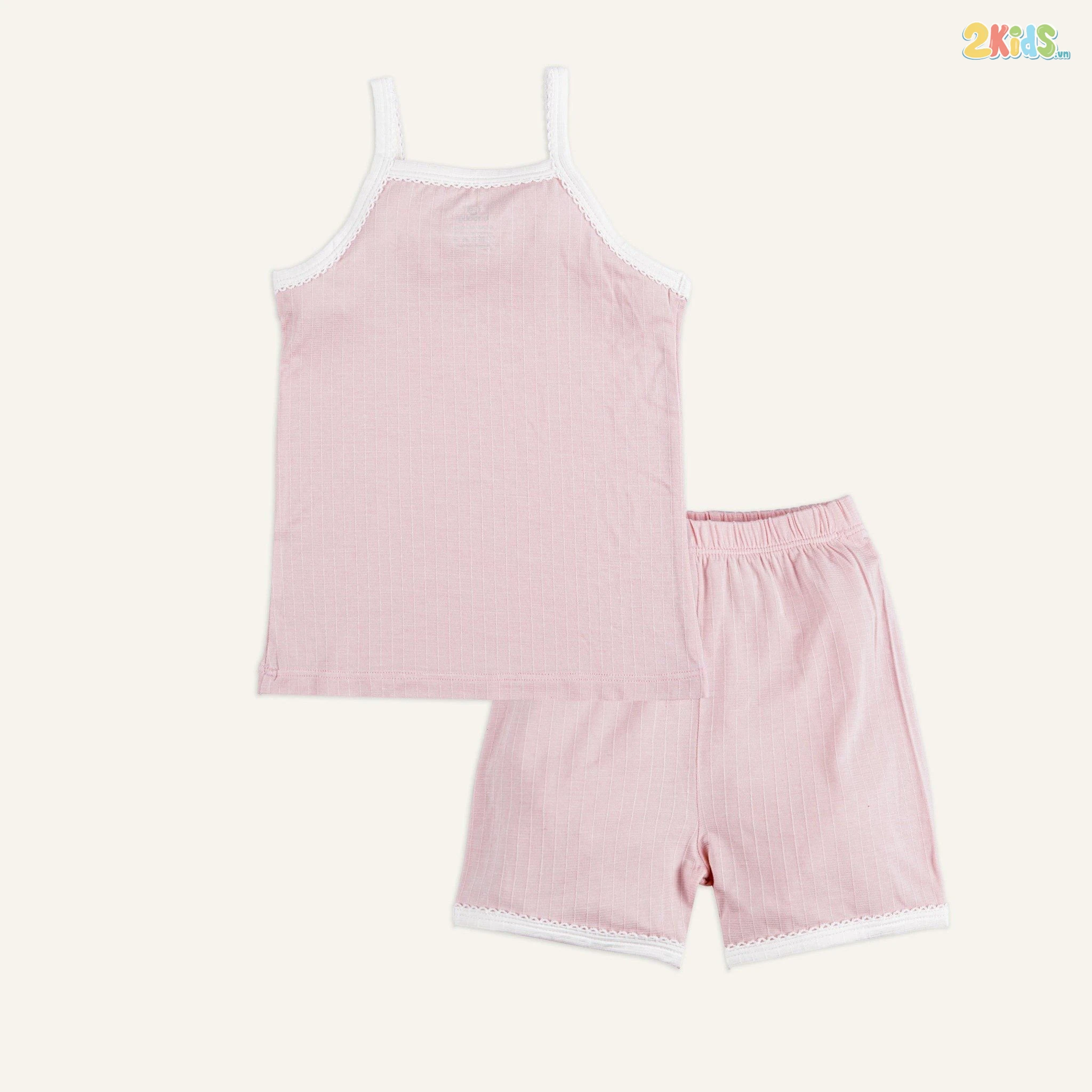 Bộ quần áo trẻ em Bu baby áo 2 dây, quần đùi bé gái Siro