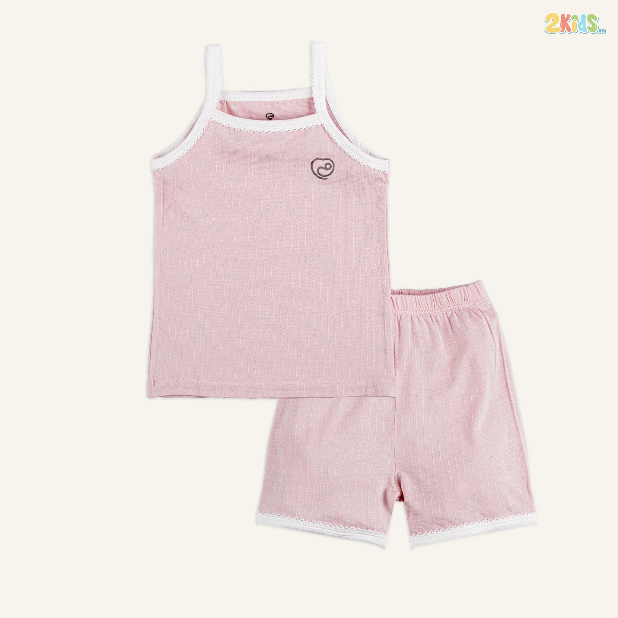 Bộ quần áo trẻ em Bu baby áo 2 dây, quần đùi bé gái Siro