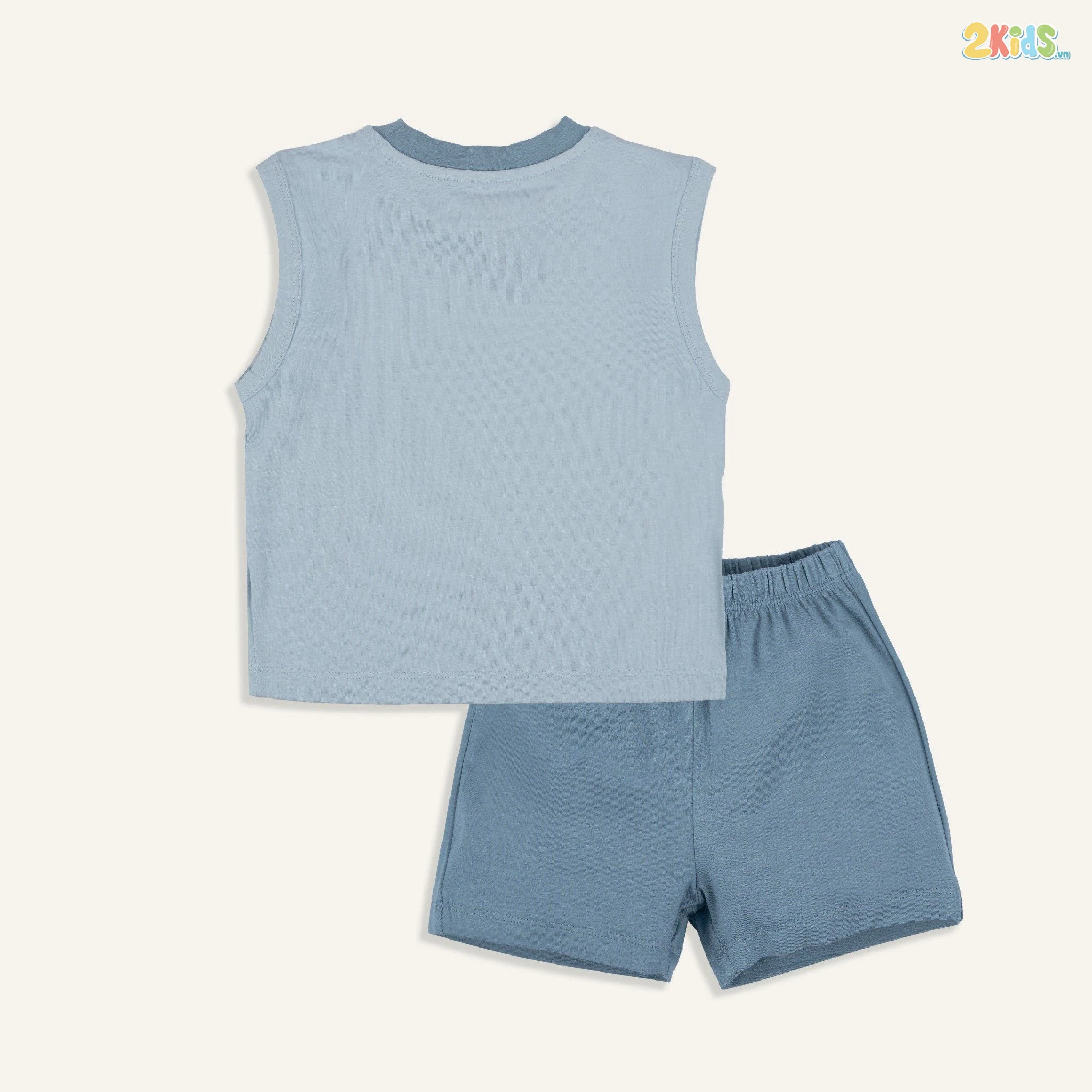 Bộ quần áo trẻ em Bu baby sát nách cổ tròn Bambus