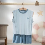 Bộ quần áo trẻ em Bu baby sát nách cổ tròn Bambus