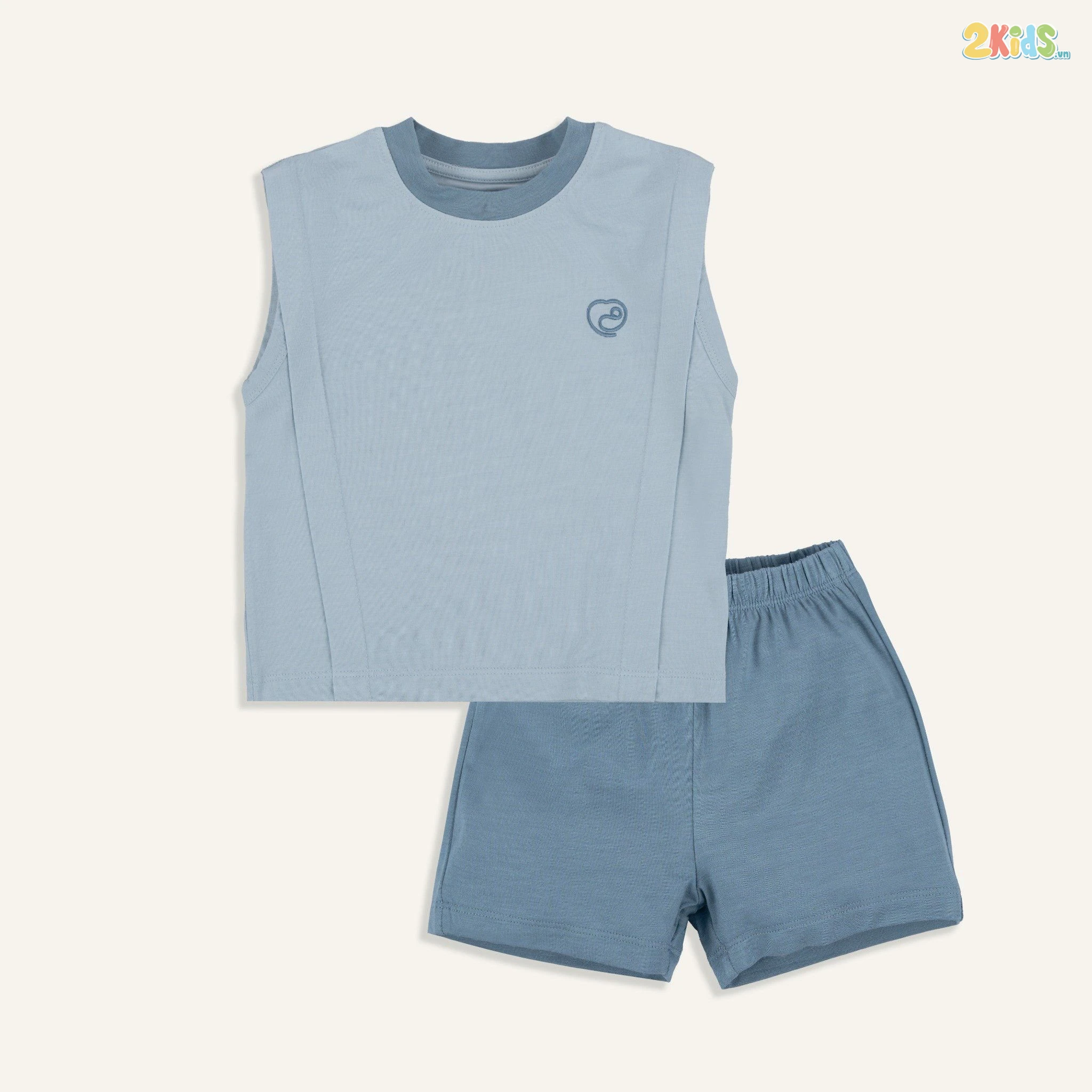 Bộ quần áo trẻ em Bu baby sát nách cổ tròn Bambus