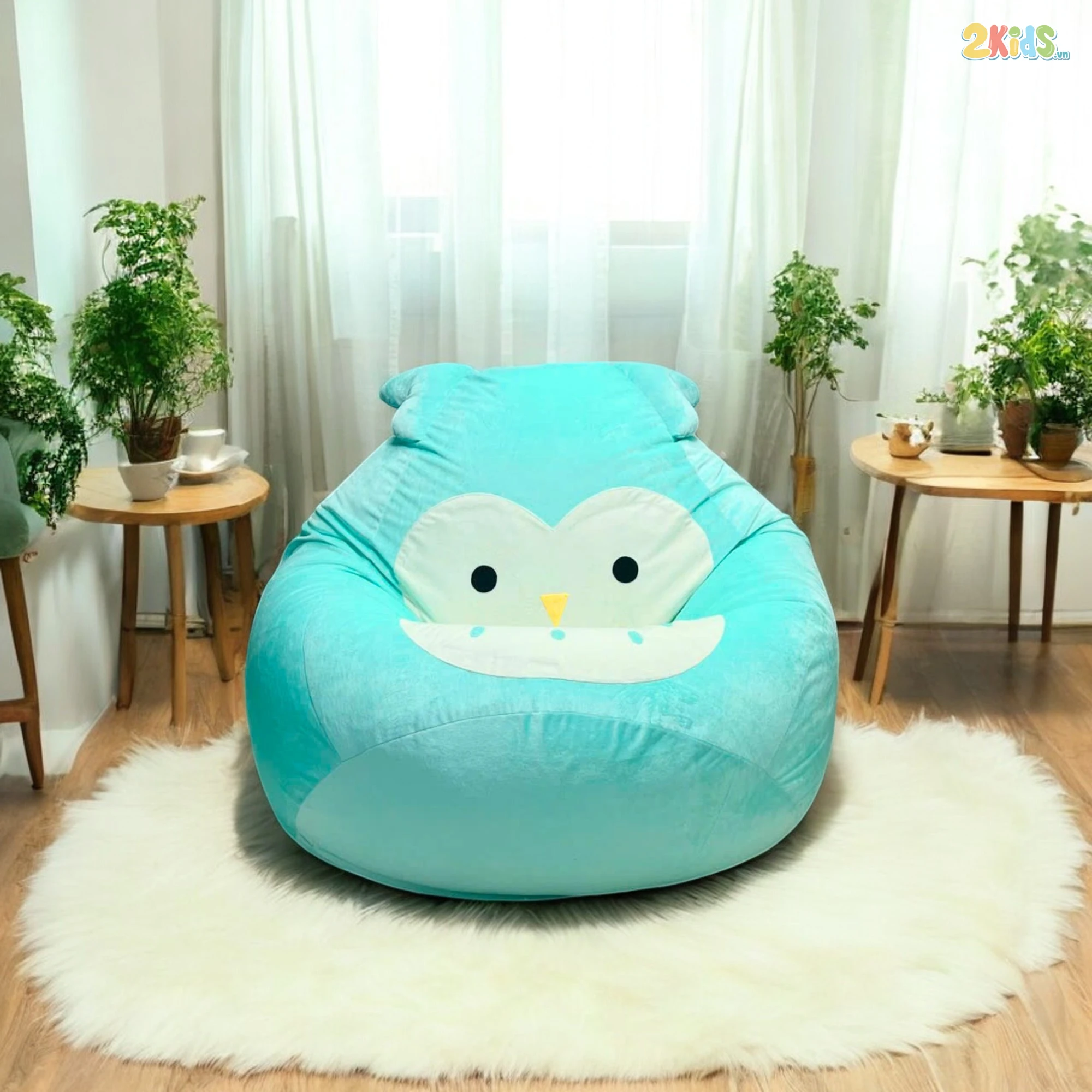 Ghế Lười Hạt Xốp Họa Tiết Cú Mèo Dễ Thương