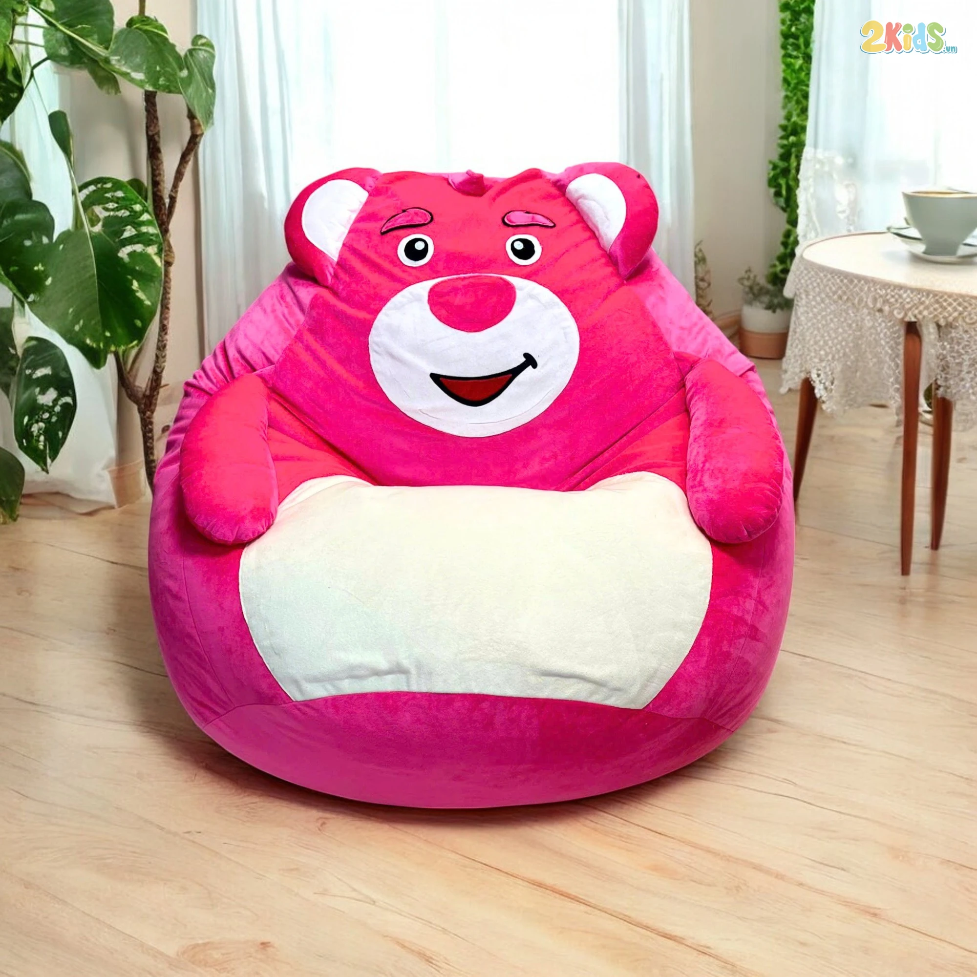 Ghế Lười Hạt Xốp Cho Bé Hình Gấu Dâu Đáng Yêu