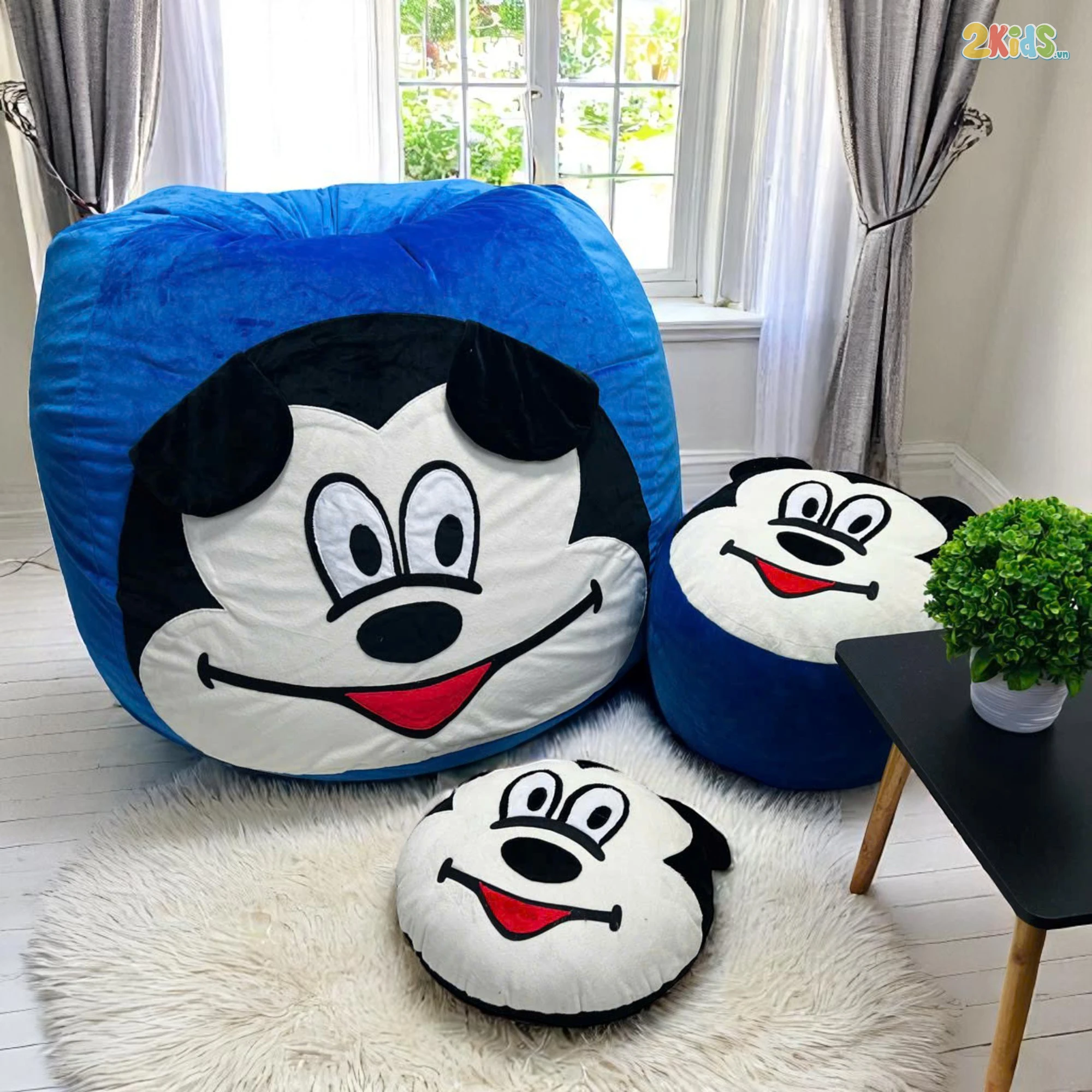 Ghế Lười Chuột Mickey Cho Bé Vải Nhung Lạnh