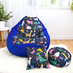 Ghế Lười Chống Thấm Kaki Mix Da Lộn Hình Thú Xanh