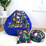 Ghế Lười Chống Thấm Kaki Mix Da Lộn Hình Thú Xanh