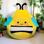 Ghế Lười Dáng Lê Vải Nhung Hàn Họa Tiết Ong Vàng