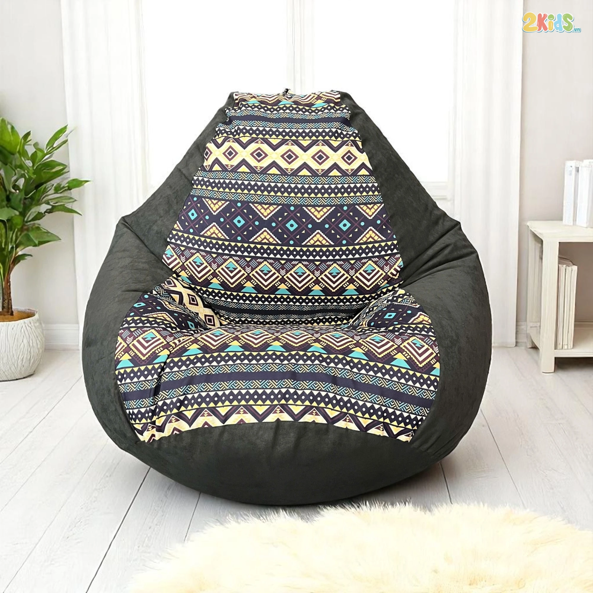 Ghế Lười Giọt Nước Họa Tiết Thổ Cẩm Sang Trọng