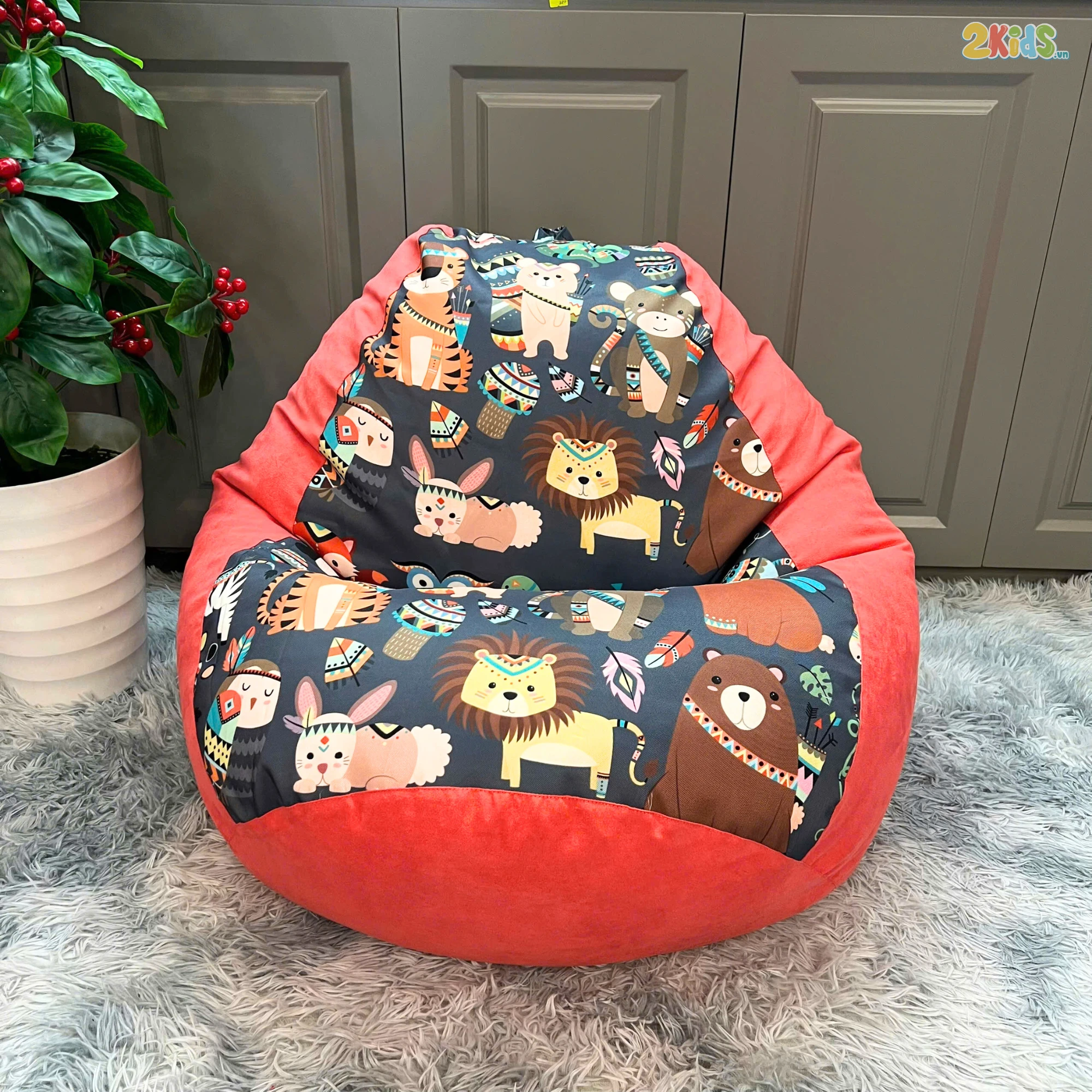 Ghế Lười Giọt Nước Màu Cam In Hình Ngộ Nghĩnh