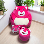 Ghế Lười Hạt Xốp Cho Bé Hình Gấu Dâu Đáng Yêu