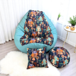 Ghế Lười Hạt Xốp Chống Thấm In Hình Cú Mèo