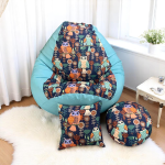 Ghế Lười Hạt Xốp Chống Thấm In Hình Cú Mèo