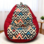 Ghế Lười Hạt Xốp Chống Thấm Màu Đỏ In Họa Tiết