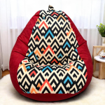 Ghế Lười Hạt Xốp Chống Thấm Màu Đỏ In Họa Tiết