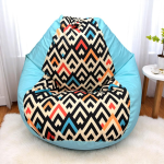 Ghế Lười Hạt Xốp Chống Thấm Màu Xanh In Họa Tiết