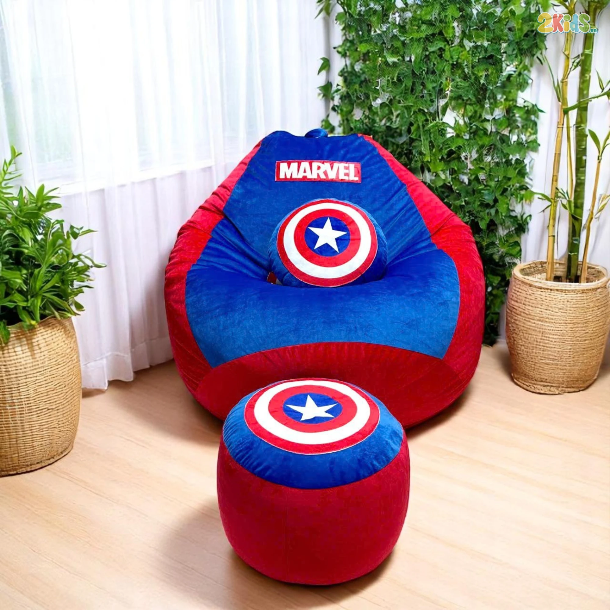 Ghế Lười Hạt Xốp Dáng Lê Siêu Nhân Marvel