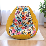 Ghế Lười Hạt Xốp Dáng Lê Số Học Màu Vàng