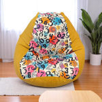 Ghế Lười Hạt Xốp Dáng Lê Số Học Màu Vàng