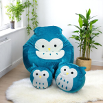 Ghế Lười Hạt Xốp Dáng Lê Vải Nhung Hình Cú Mèo