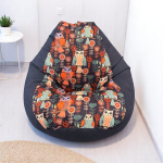 Ghế Lười Hạt Xốp Đọc Sách Họa Tiết Cú Mèo