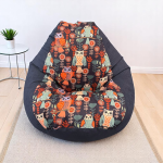 Ghế Lười Hạt Xốp Đọc Sách Họa Tiết Cú Mèo