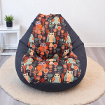 Ghế Lười Hạt Xốp Đọc Sách Họa Tiết Cú Mèo