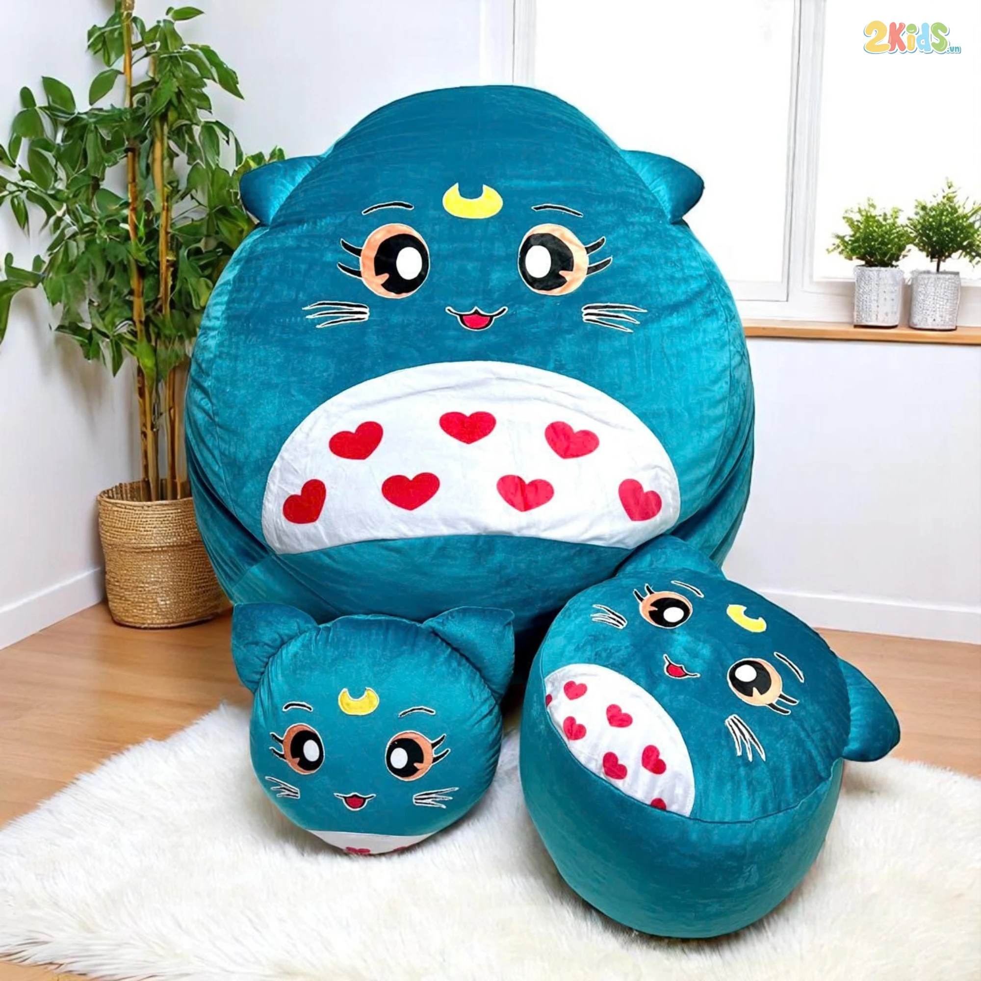 Ghế Lười Hạt Xốp Hình Chú Mèo Cười Đáng Yêu