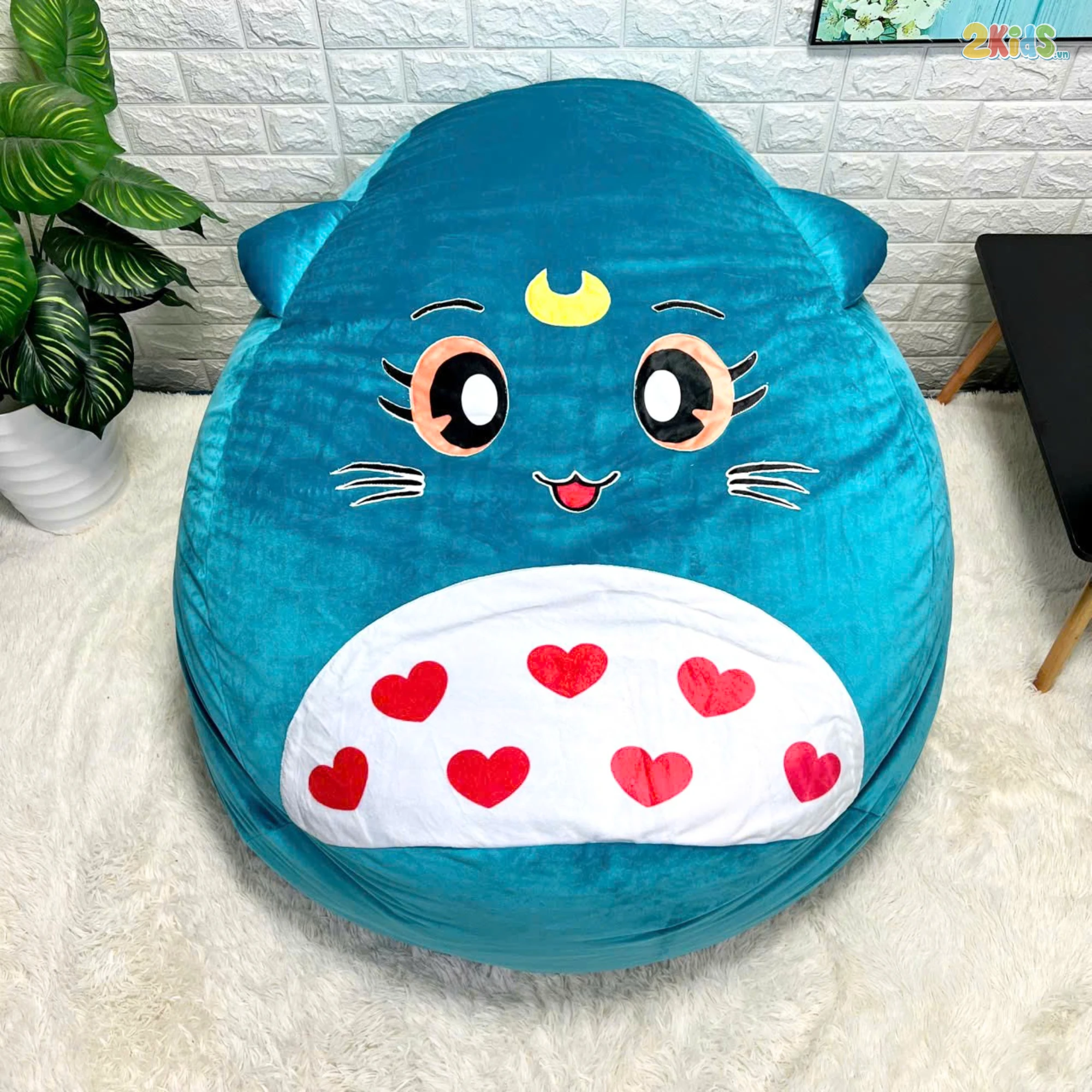 Ghế Lười Hạt Xốp Hình Chú Mèo Cười Đáng Yêu