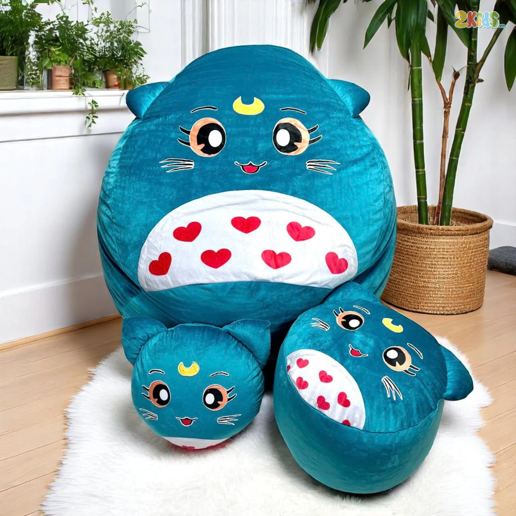 Ghế Lười Hạt Xốp Hình Chú Mèo Cười Đáng Yêu