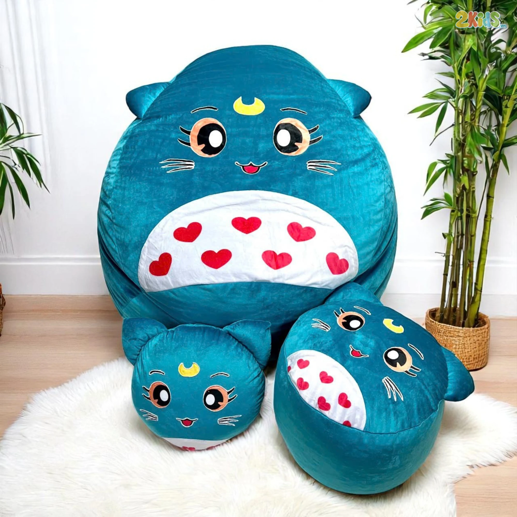 Ghế Lười Hạt Xốp Hình Chú Mèo Cười Đáng Yêu