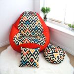 Ghế Lười Hạt Xốp Hình Quả Lê In Họa Tiết Màu Cam