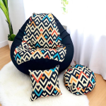 Ghế Lười Hạt Xốp Hình Quả Lê In Họa Tiết Màu Đen