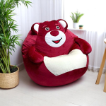 Ghế Lười Hạt Xốp Hình Thú Gấu Đỏ Vải Nhung Lạnh
