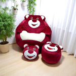 Ghế Lười Hạt Xốp Hình Thú Gấu Đỏ Vải Nhung Lạnh