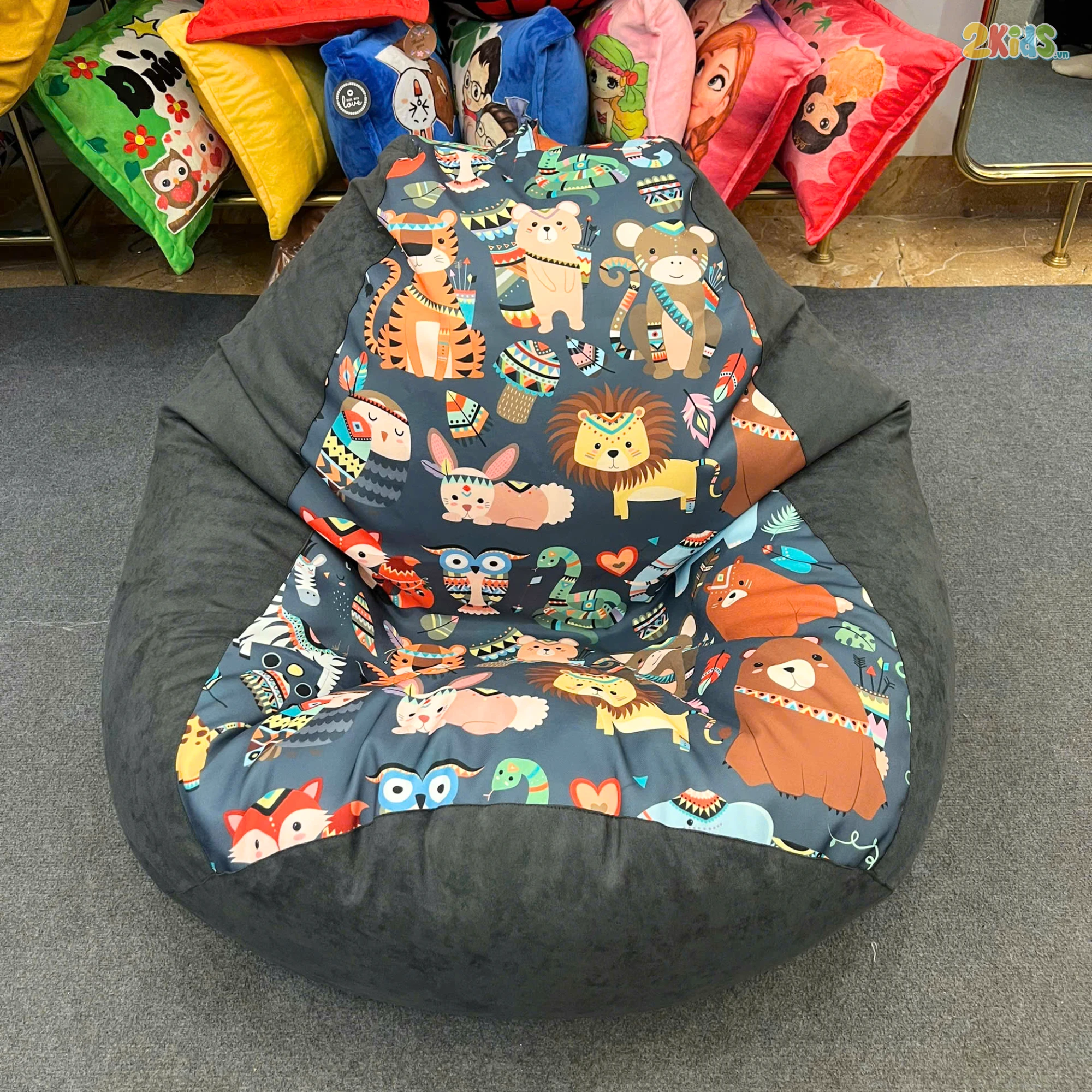 Ghế Lười Hạt Xốp Hình Thú Vải Canvas