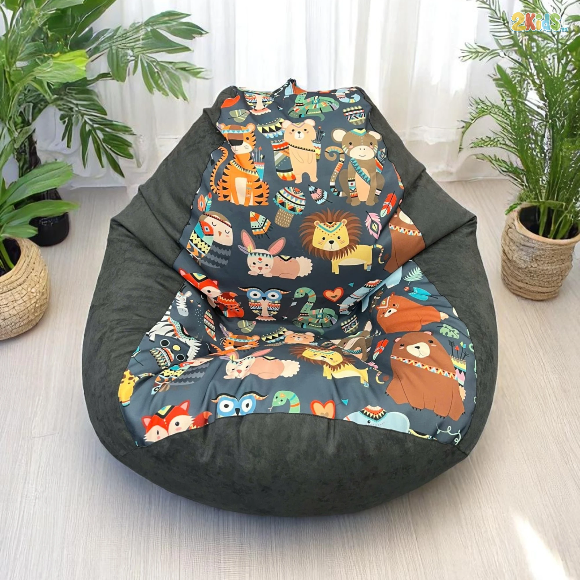 Ghế Lười Hạt Xốp Hình Thú Vải Canvas