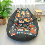 Ghế Lười Hạt Xốp Hình Thú Vải Canvas