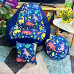 Ghế Lười Hạt Xốp Họa Tiết Khủng Long Xanh