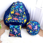 Ghế Lười Hạt Xốp Họa Tiết Khủng Long Xanh