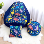 Ghế Lười Hạt Xốp Họa Tiết Khủng Long Xanh