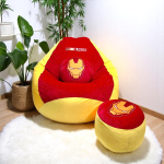 Ghế Lười Hạt Xốp Iron Man Vải Nhung Lạnh Cao Cấp