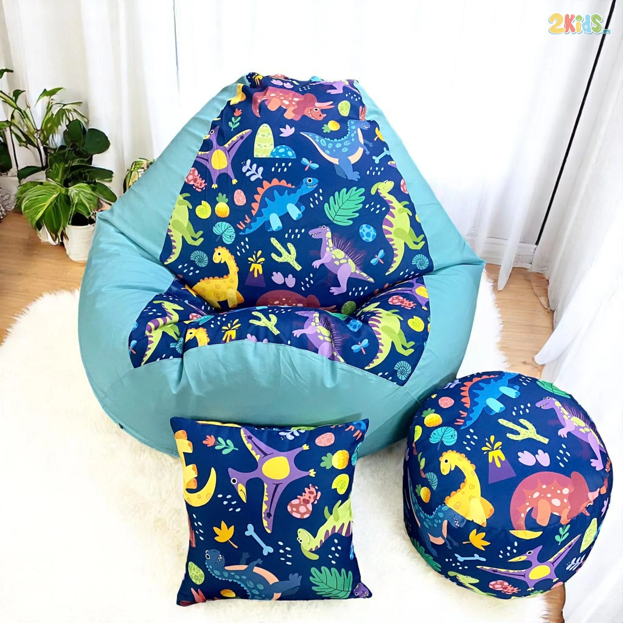 Ghế Lười Hạt Xốp Khủng Long Đáng Yêu