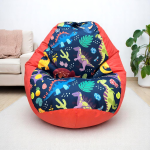 Ghế Lười Hạt Xốp Khủng Long Vải Canvas Màu Cam