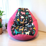 Ghế Lười Hạt Xốp Khủng Long Vải Canvas Màu Hồng