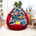 Ghế Lười Hạt Xốp Màu Đỏ Họa Tiết Độc Đáo