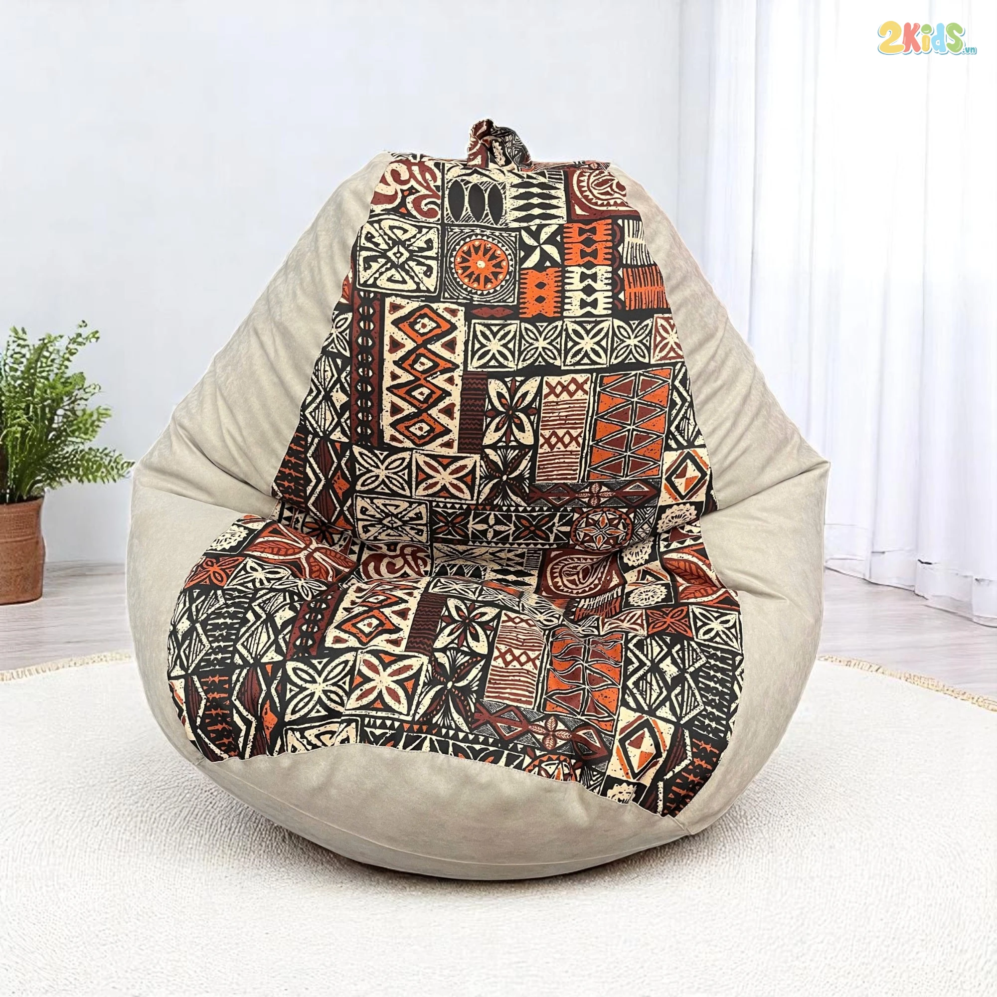 Ghế Lười Hạt Xốp Quả Lê Hình Thổ Cẩm Sang Trọng