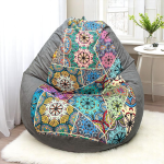 Ghế Lười Hạt Xốp Quả Lê Họa Tiết Thổ Cẩm Độc Đáo